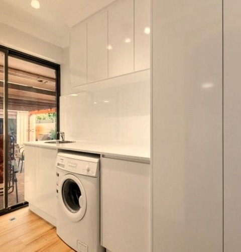 Laundry Room In PerthRemodeling Ideas For A Mid-sized Modern Laundry Room With A Drop-in Sink, Shaker