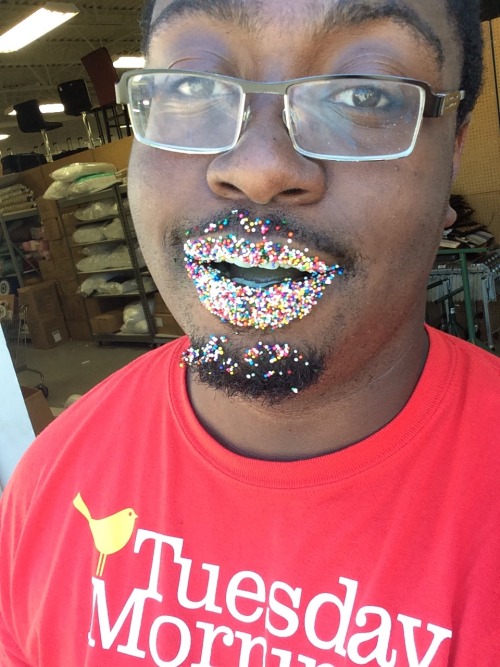 basedgodtookmyusername:  We had some sprinkles at work that went past their sell date. So my boss asked me to throw them away…and me being the responsible adult I am…  Posted these pics on twitter though and got all these gay slurs and homophobic