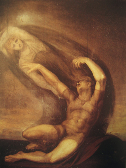 afaerysong:Johann Heinrich Füssli, Achille tenta di afferrare l’ombra di Patroclo, 1805 (Neoclassici