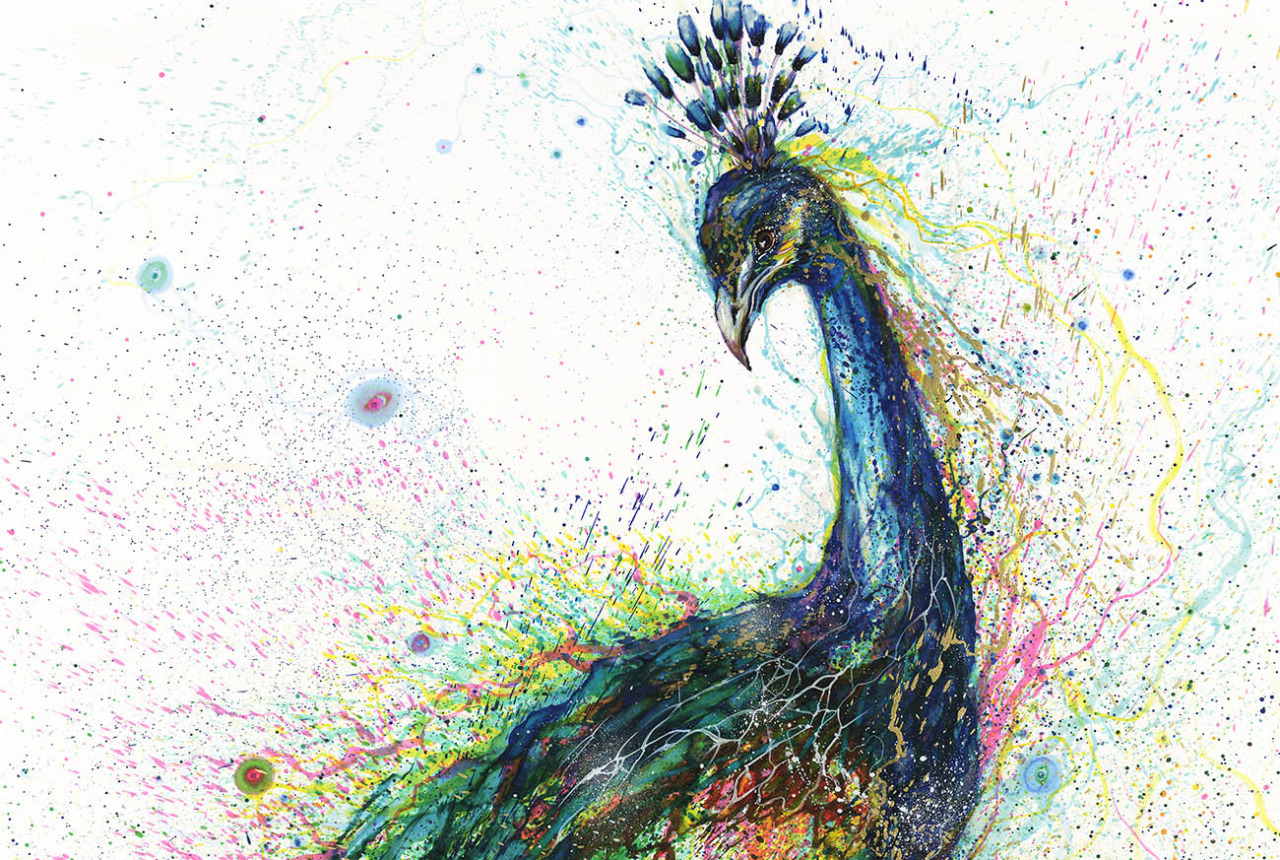 itscolossal:  Explosive Splattered Ink Animal Paintings by Hua Tunan