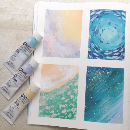 pinwheelbunny:Gouache doodles.@mokograss