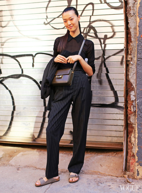 Streetstyle: tianyi (model) in New York during Spring 2014 NYFW