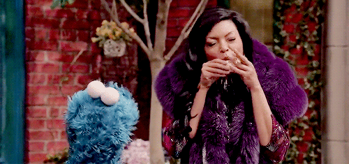 the look on cookie monsters face = priceless