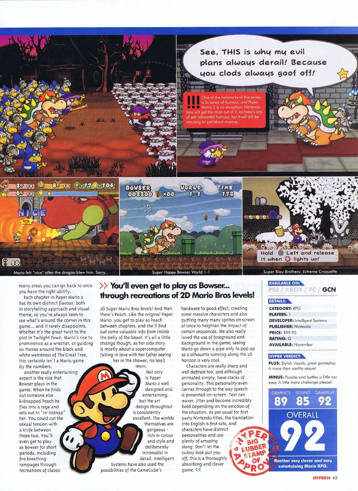 oldgamemags:  Hyper Magazine #134, Dec 2004 - Review of Paper Mario: Thousand Year