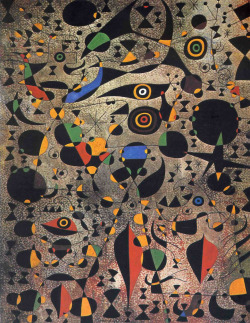 surreelust:  Women Encircled by the Flight of Bird by Joan Miró   (1941).