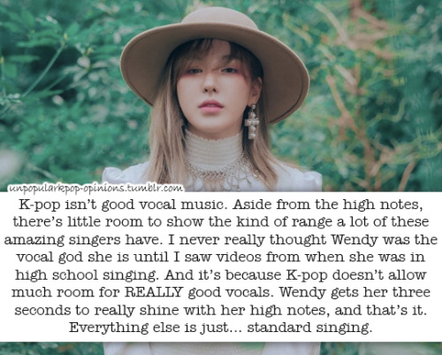 Kpop isn’t good vocal music. Aside from the high notes, there’s little room to show the kind of rang