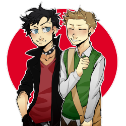 konoira:    I just wanted to try and draw Punk!Cas but I just can’t forget about Nerd!Dean aaaaAAAA  