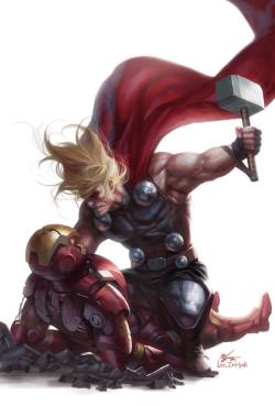 bear1na:  Thor vs. Iron Man by In-Hyuk Lee