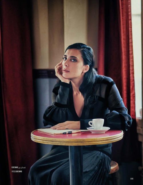 Film maker Nadine Labaki in ELIE SAAB Ready-to-Wear Autumn Winter 2018-19 for the October issue of Vogue Arabia