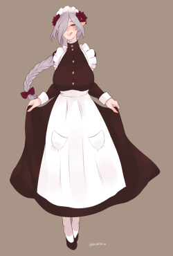 gyarusatan:  decided to recycle the design of my girl Celene. Now she’s an elf maid. 