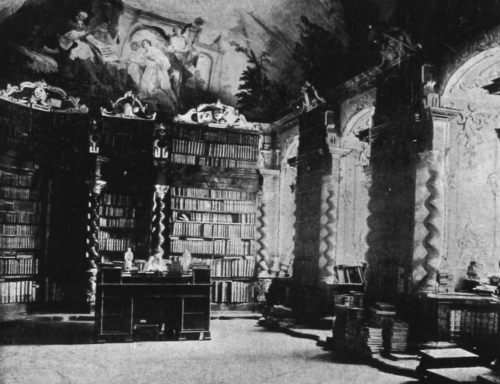 Nová Říše Abbey’s library (1911).Five members of the community died at Auschwitz in 1942.