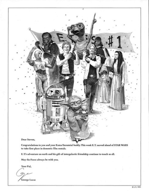 digikate813: lordwanjavi: Congratulations Steven Spielberg to George Lucas (1977) George Lucas to St
