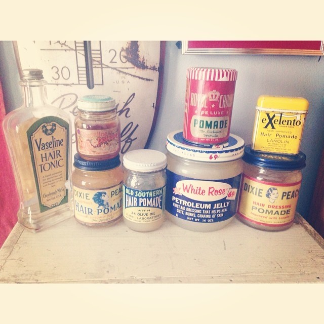 andrews-atomic-era:  Updated vintage pomade/haircare collection. Everything here
