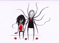 askjeff-da-killer:  I drew me and Slendy :D