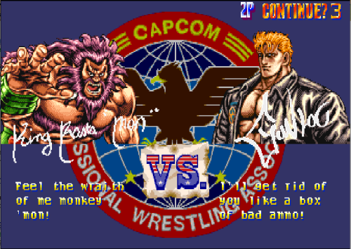 - King Rasta Mon vs Gunloc pre-fight, Ring of Destruction: Slam Masters II (Capcom)