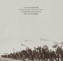 Faramir and his company of men ride out to retake Osgiliath