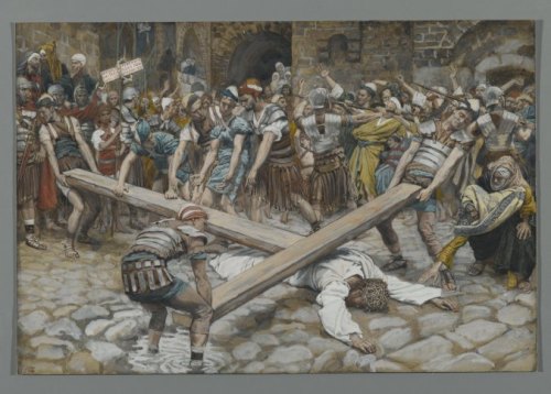 apenitentialprayer: James Tissot, Simon de Cyrène contraint de porter la Croix avec J&ea