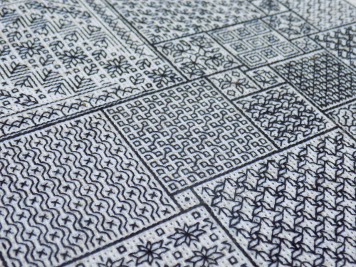 analogalpaca: This blackwork sampler is pretty much the most intricate and deeply mathematical thing