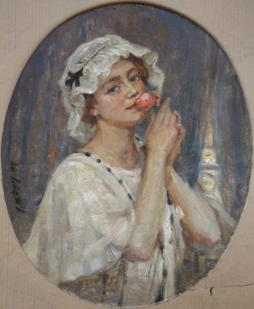 Paul Michel Dupuy (1869 - 1949)Portrait de jeune fille à la rose, 1907