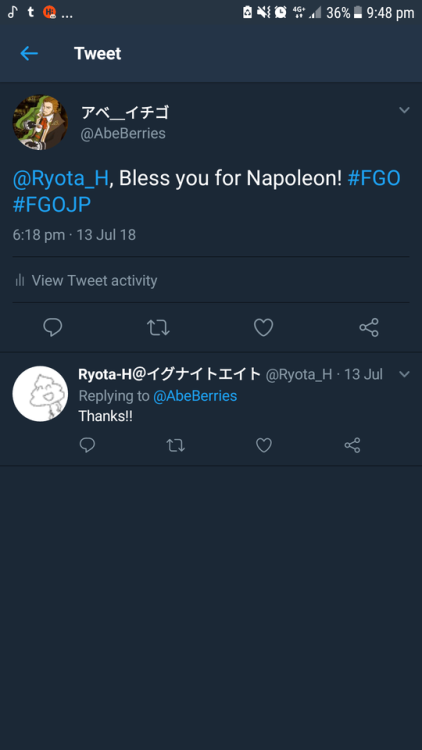 Wow&hellip; Ryota-san actually replied&hellip; Hehe.