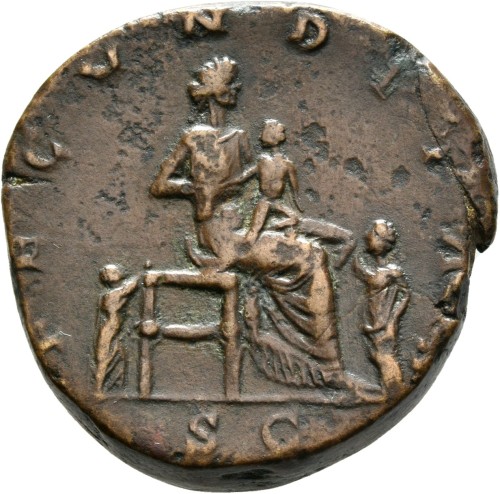 Fecunditas godddess of fertility* Rome, 2nd century CE* issued by Marcus Aurelius* Numismatic collec