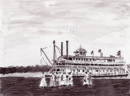 A riverboat and some ladies