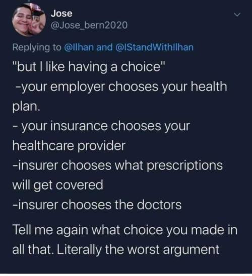With Medicare for All you are free to chose your doctor or hospital