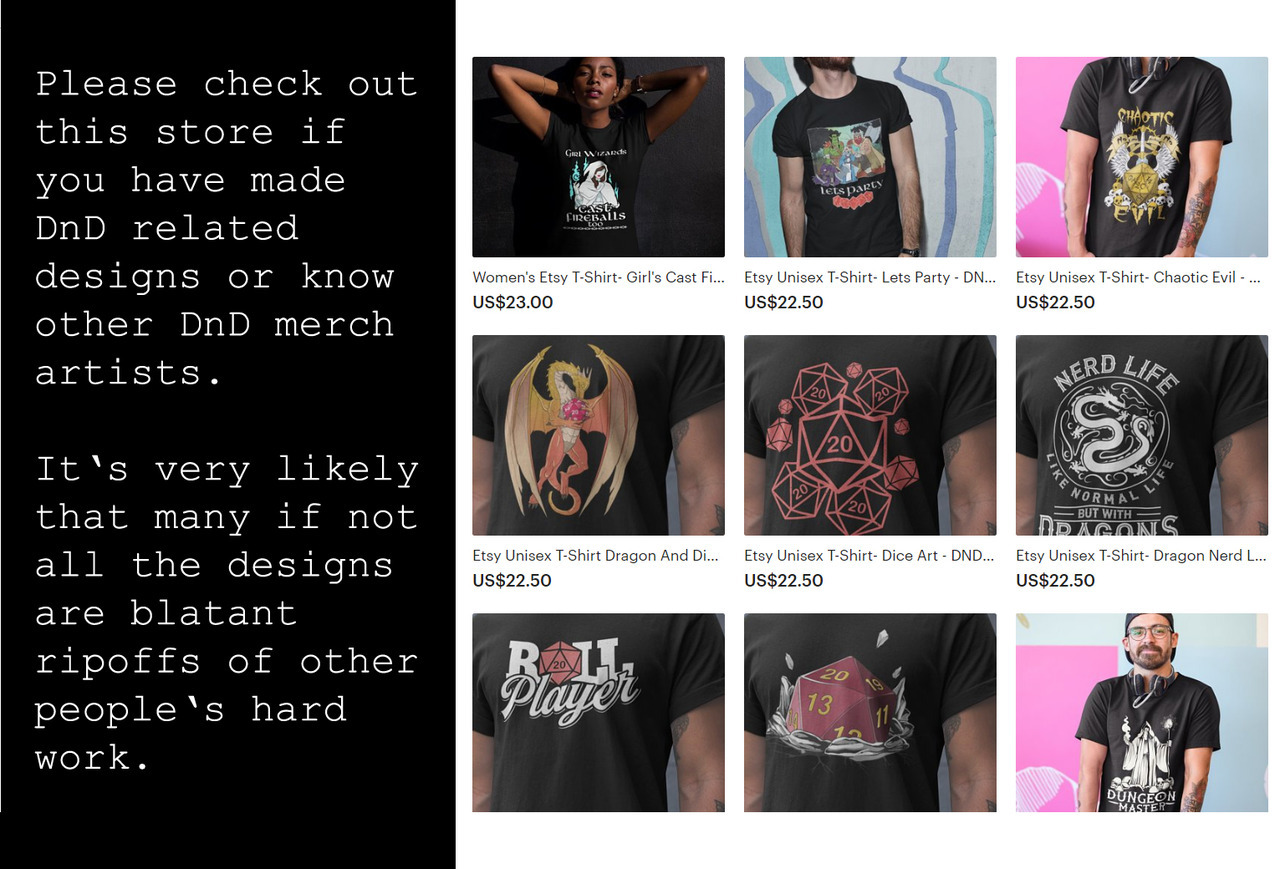 galacticjonah-dnd: ART THEFT ALERT, FELLOW DND ARTISTS!! Etsystore CottonSpells seems