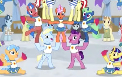 Oh no… cheerleader ponies in skirts