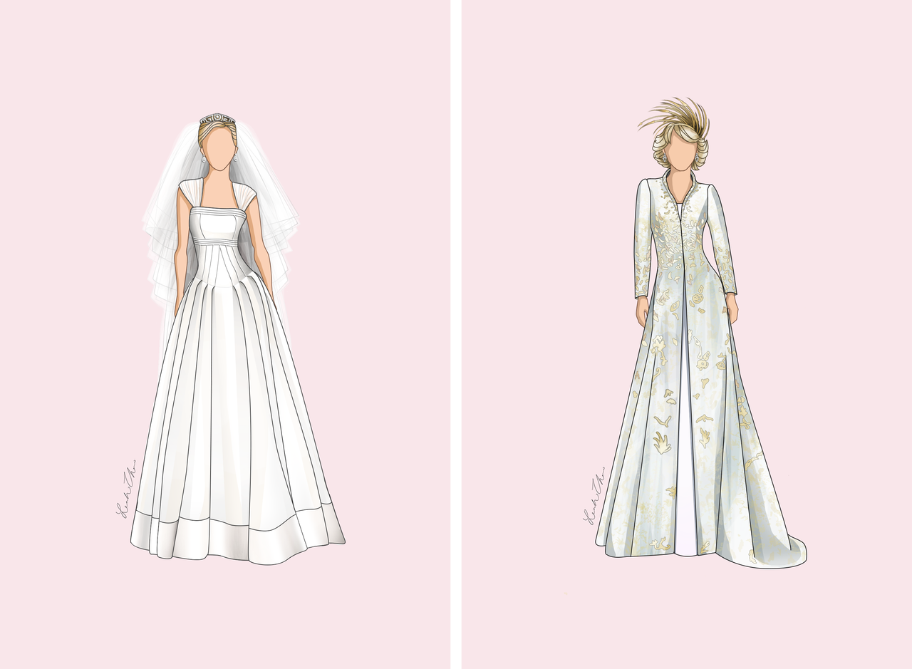 early20thcenturynerd:  ice-cream: Infographic of British Royal wedding dresses throughout
