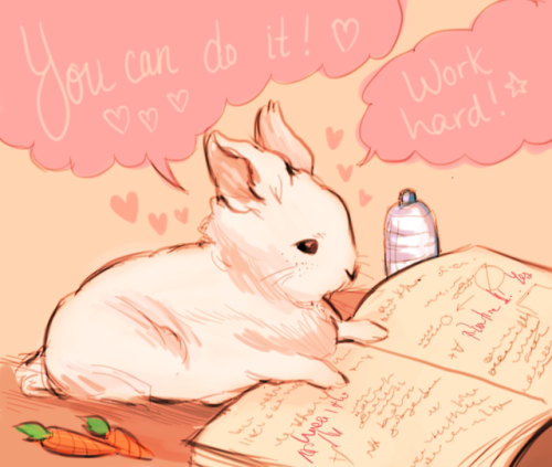 bevsi:study bunny wishing you luck on finals