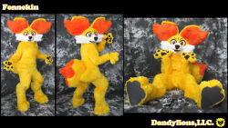 dandylionsllc:  This is the completed fullsuit of Fennekin from Pokemon. A personal suit for our own Jonouchi Mutt. It is a simple full body suit with front zipper, foam padded rear flames and removable tail. The feet and hands are seperate, and sport