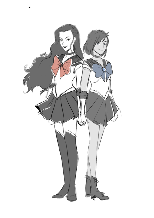 nymre: hiiiii! So I recently hit a patreon goal! And to celebrate and thank my patrons for their support, I wanted to do a few sketch requests :) This is the first one…Sailor Korra and Sailor Asami! support me on patreon for 1$! 