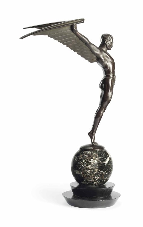 ganymedesrocks:    Otto Schmidt-Hofer (1873-1925) - “Icarus”, a patinated bronze figure, circa 1920 Courtesy Christie’s Images 2012  