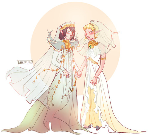 frostedtea-arts: Doodling some fantasy wedding dresses for Sera and Lavellan, I’m still not ov