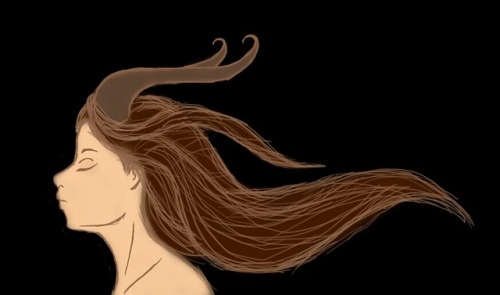 the wind in her hair, tangled in her horns
