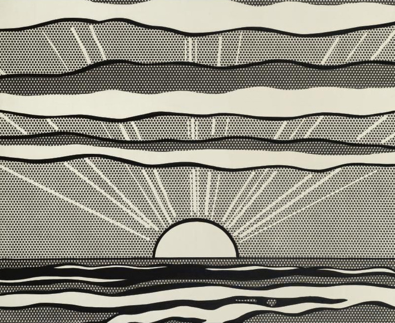 dappledwithshadow:  Roy LichtensteinBlack and White Sunrise55.5 X 68 in (140.97 X