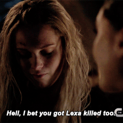 clexasource:Clarke and Lexa getting blamed for their ex-girlfriend’s death.Look at their swift glare
