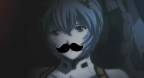 Rei with a moustache