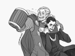 camacaileon: Thor/Loki drinking