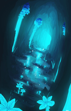 bloodydragon117:    I did this in just a few hours (not too sure just how many). More environment practice, this time inspired by the Waterfall area in Undertale!   