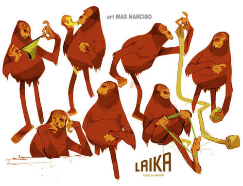 Character design work by Max Narciso for Laika’s Missing Link (2019). (source)