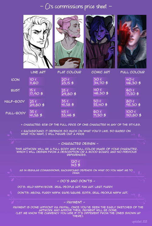 critical-misadventures:Updating my price sheet!If you are interested in a commission, feel free to c