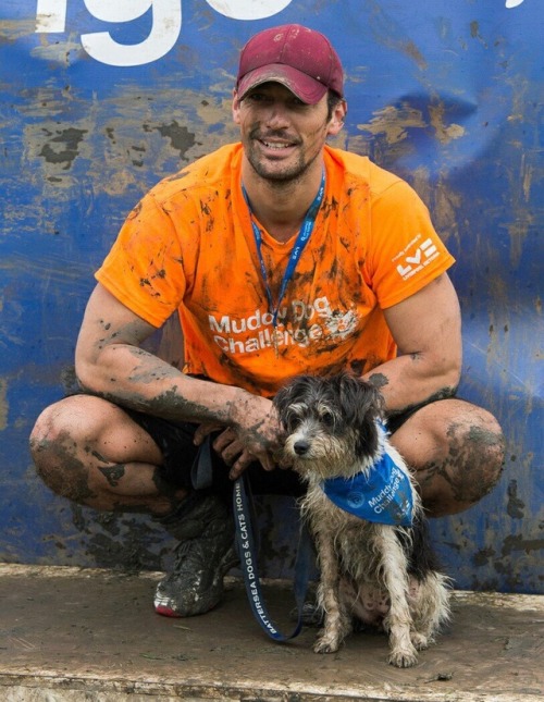 David Gandy and his little pup Dora participated in Battersea...