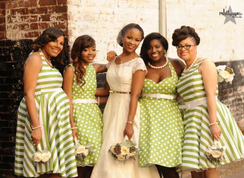 youngblackandvegan:singlebride:Check out today’s super cute 50’s themed wedding on the @Blackbride b