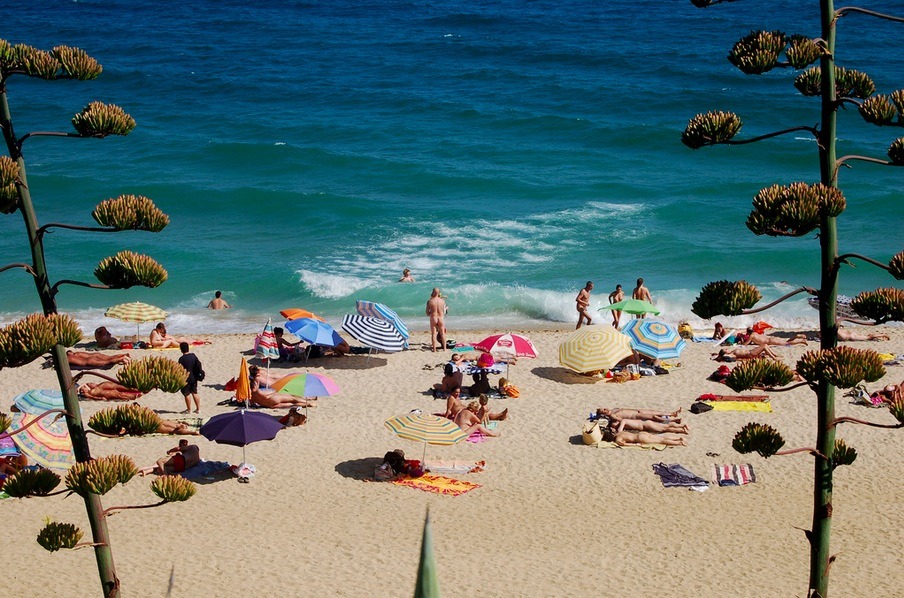 Young beach naturists