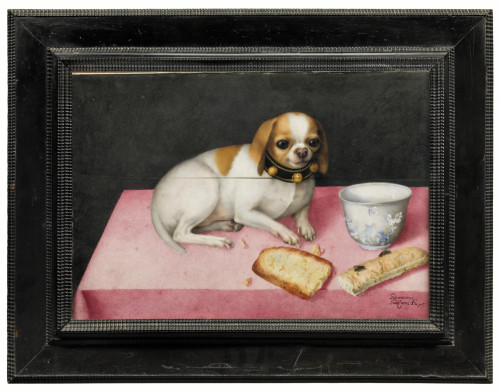 Giovanna Garzoni, Lapdog with Biscotti and a Chinese Cup, c1648