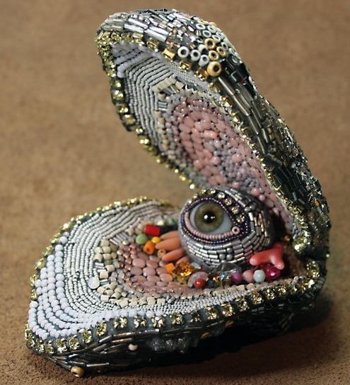 finjigoga - “Oyster Eye 4”, Beaded sculpture by Betsy Youngquist,...