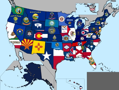 pastywhiteperson: mapsontheweb: Map of All State Flags Of The US