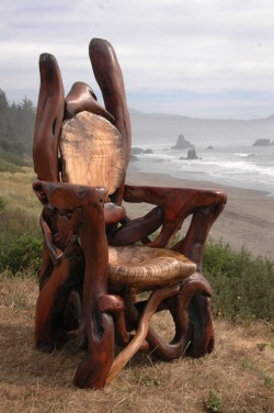 sixpenceee: This chair was made from driftwood.